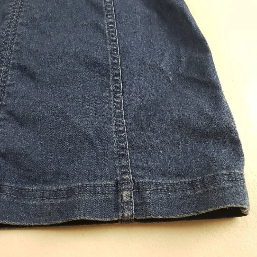 Free People Modern Femme Denim Mini Skirt Womens 6 Blue Back Zip Stretch Short